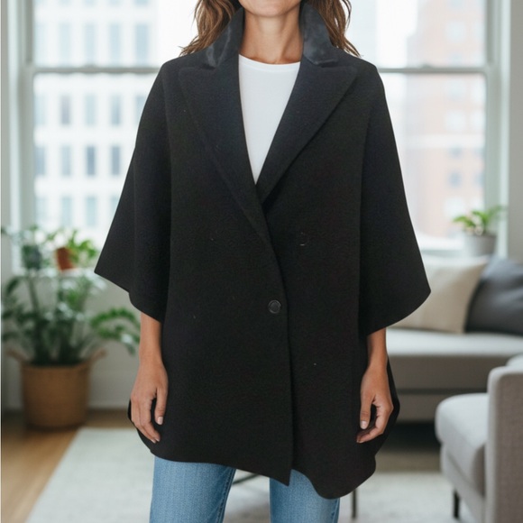 NWT Elie Tahari Double Breasted wool Cape Coat - Picture 1 of 13